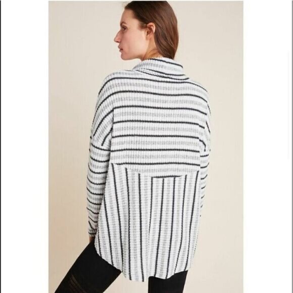 Anthropologie Saturday Sunday Pippa Hacci Turtleneck Grey Striped Small - Picture 3 of 7